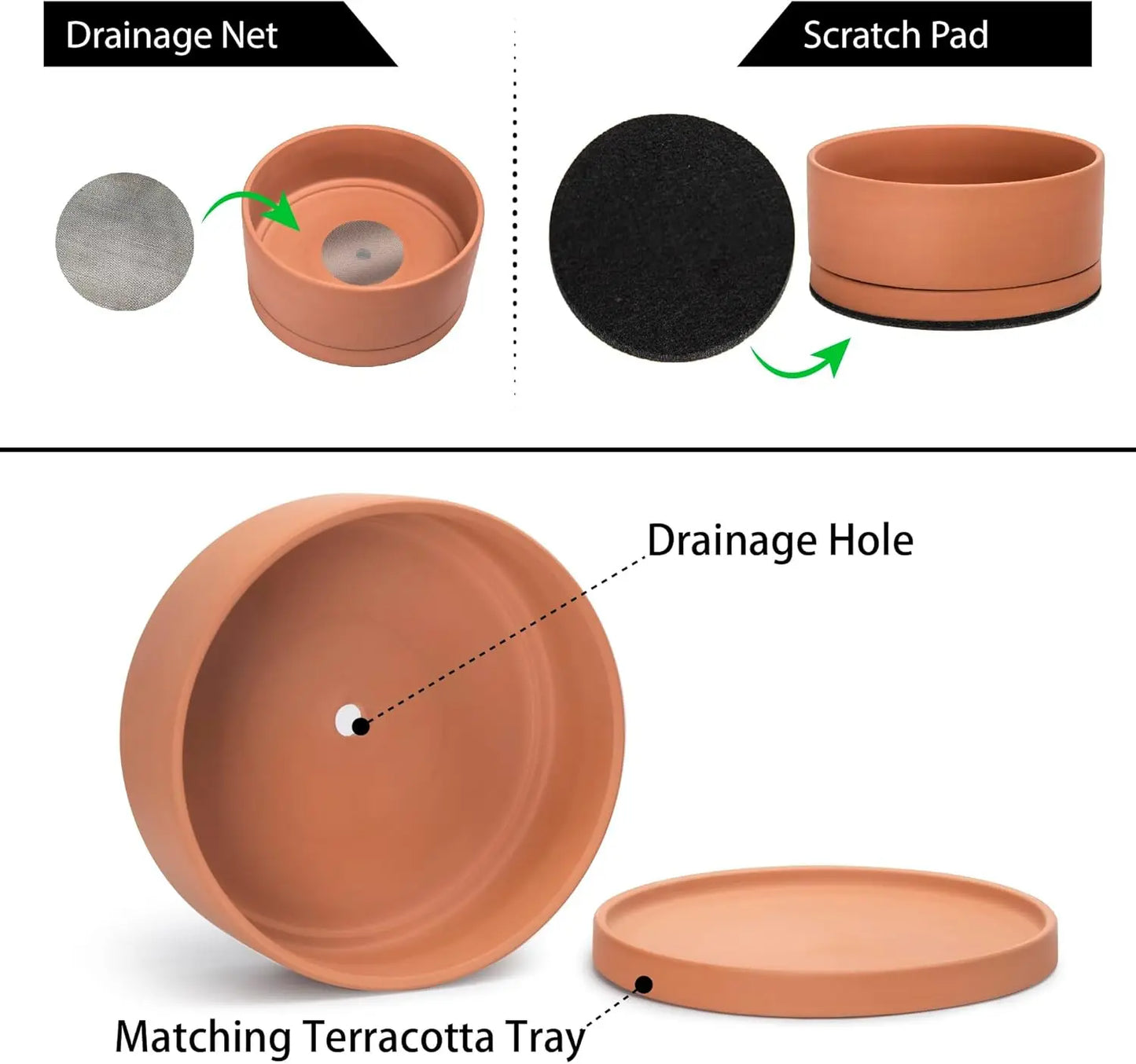 Terracotta Planter Pot With Drainage Hole And Saucer For Succulents