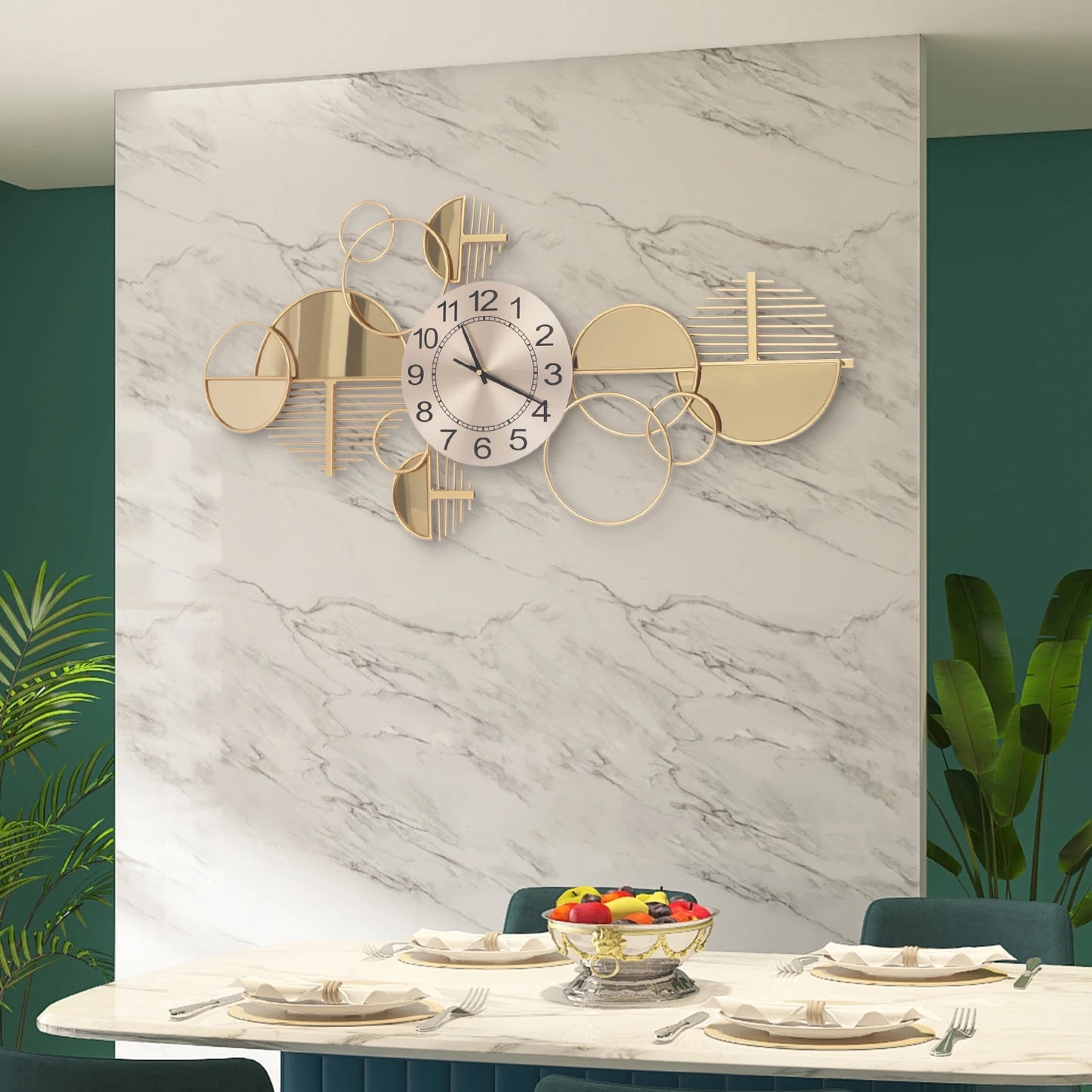 Modern Metal Wall Clock Silent Non Ticking Glass Decor For Home Office