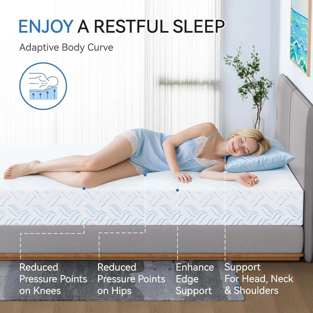 HUANZHUANG Cooling Gel Memory Foam Mattress Bed in a Box