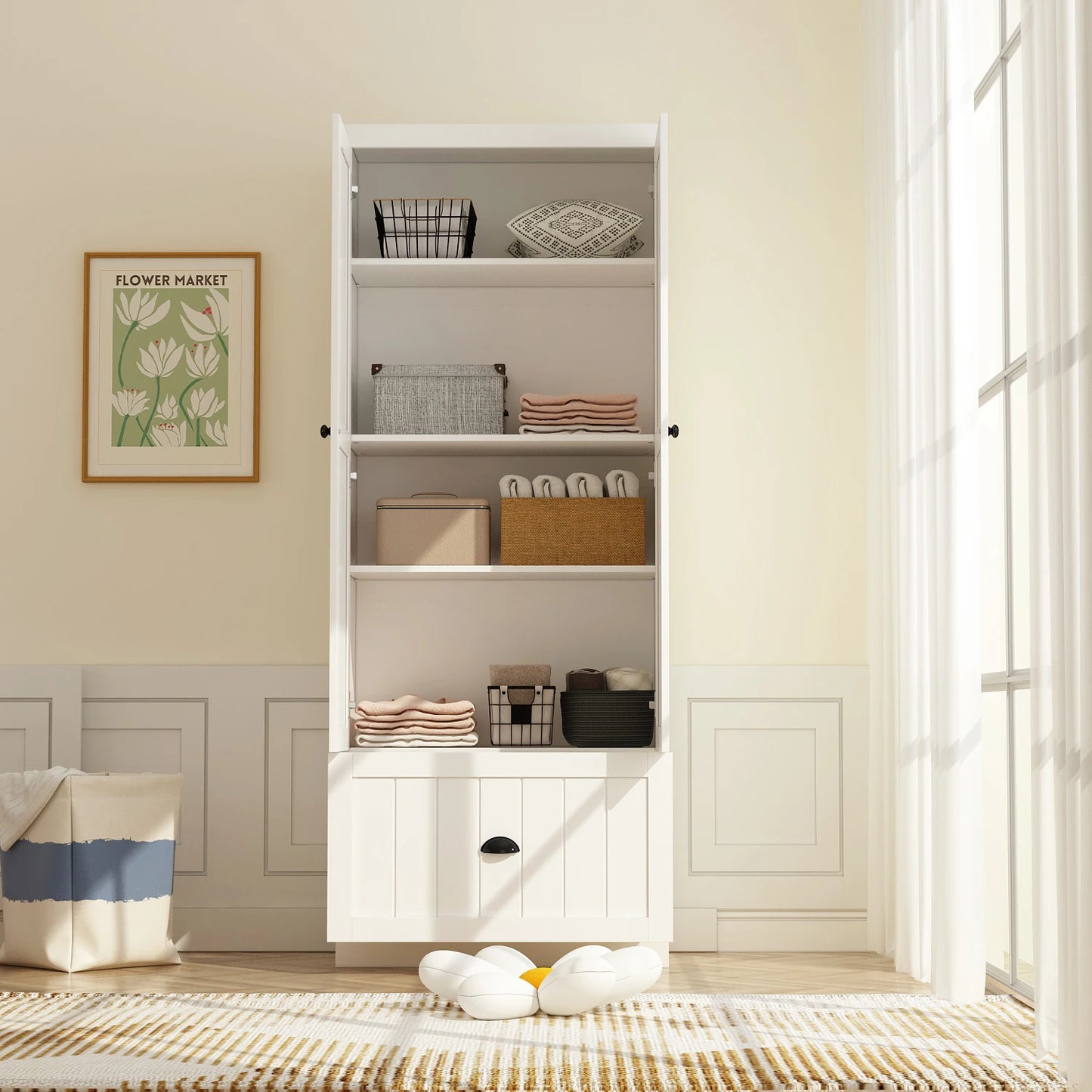 FUFU&GAGA Modern 2-Door Armoire Wardrobe With Drawers