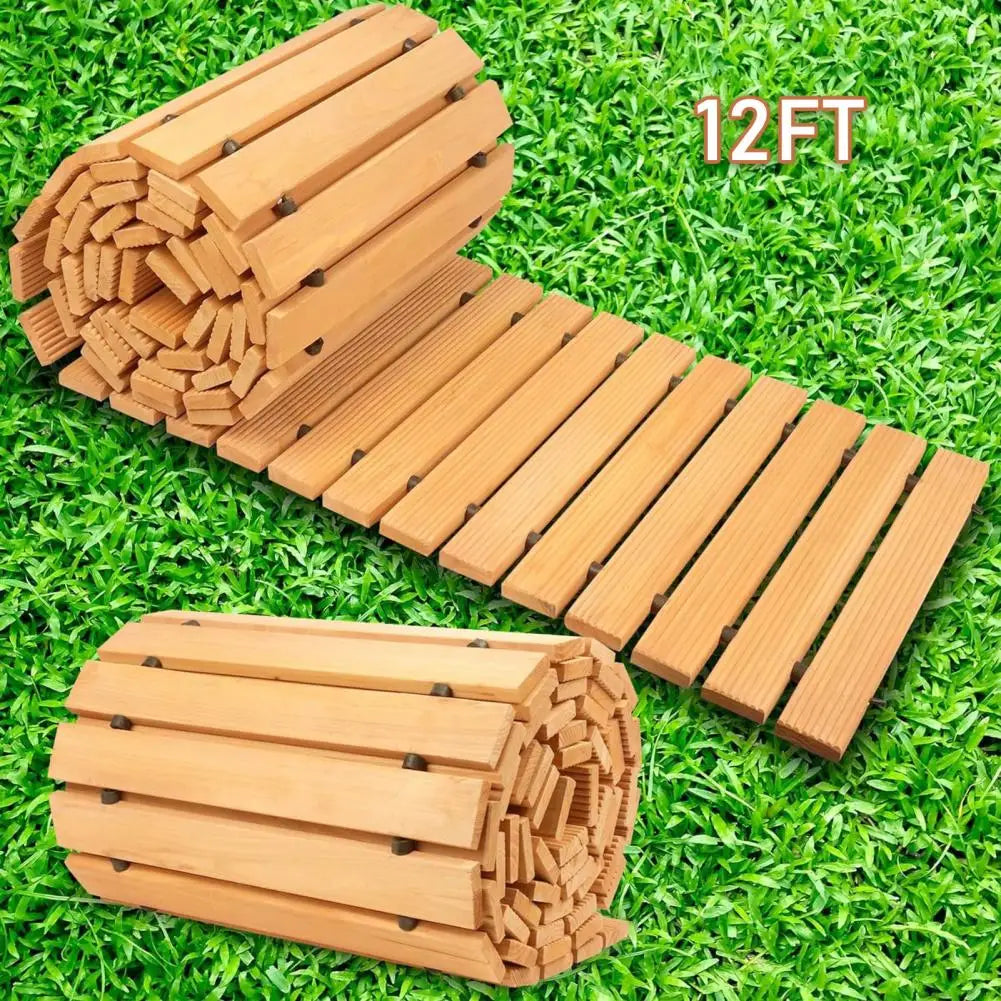 Wooden Garden Pathway Roll Outdoor Walkway for Lawn Patio