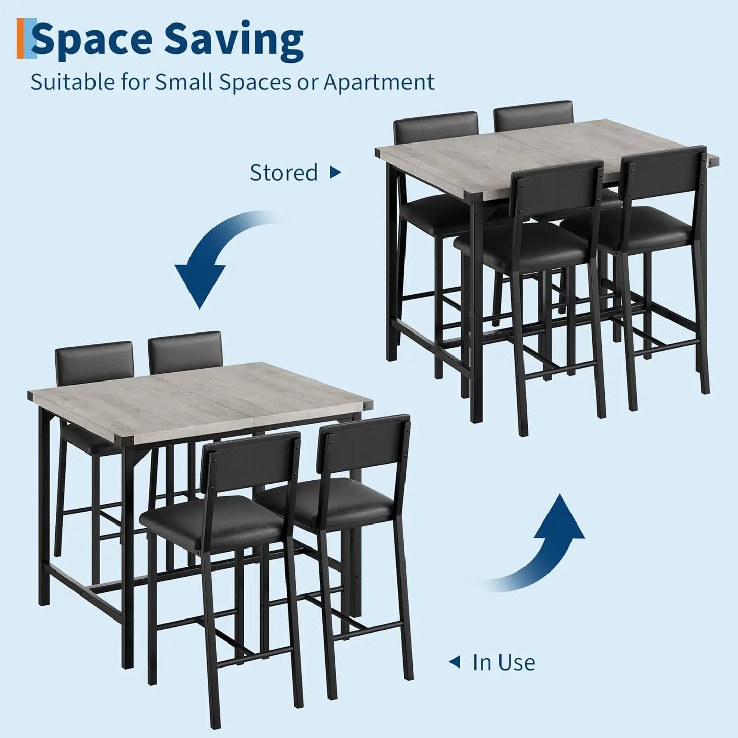 HiMISS Dining Table Set With Upholstered Chairs