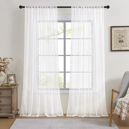 Jiangsu Tulle Circle Pattern Sheer Voile Curtains 2-Pack