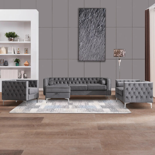 HORGAEOCN Convertible Sectional Sofa With Storage Ottoman