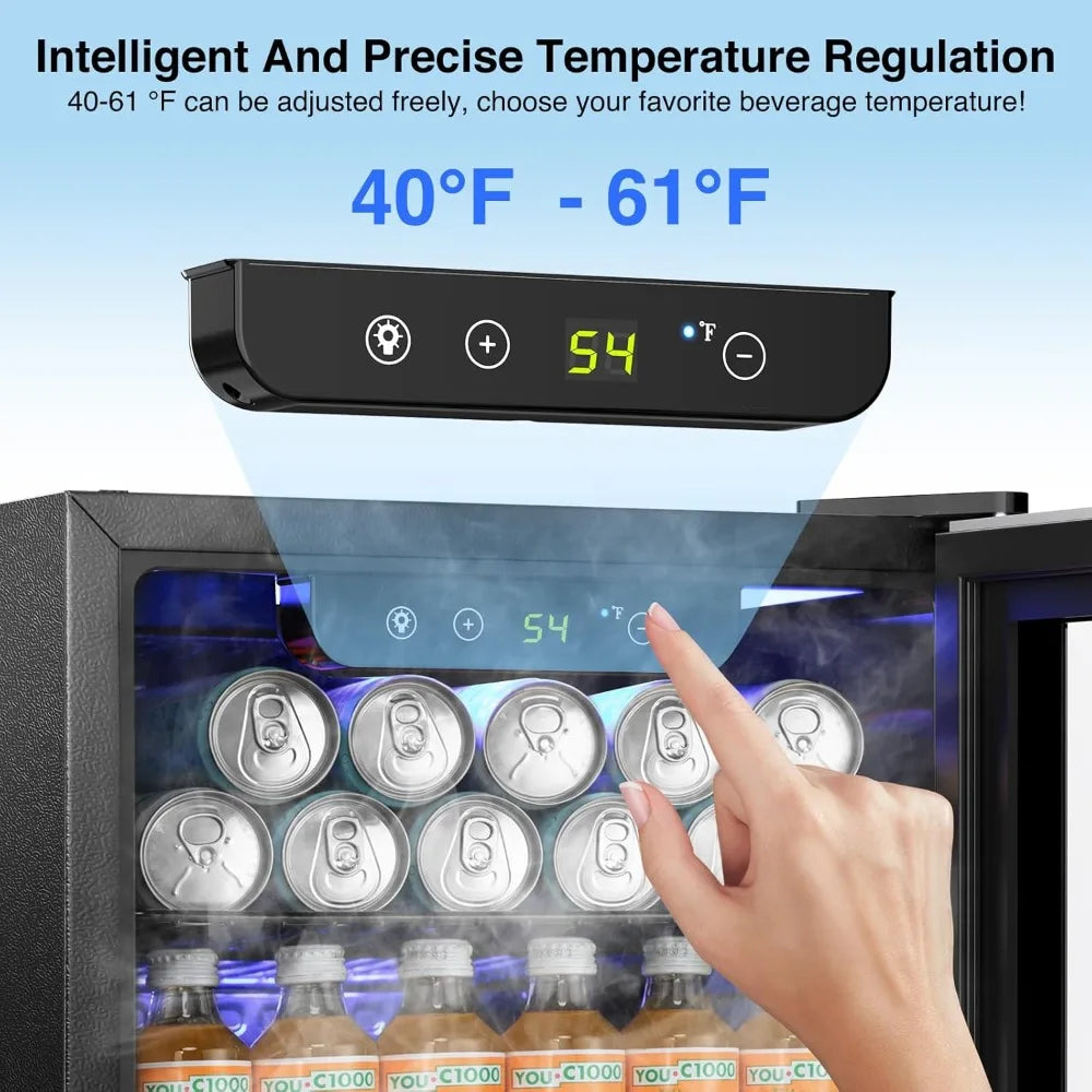 Mini Beverage Fridge With Glass Door And Digital Temperature Control