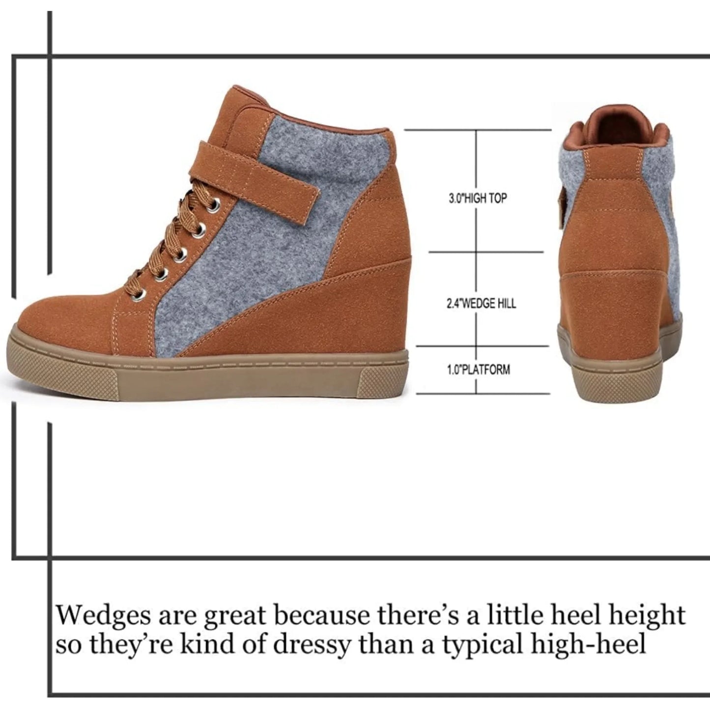 Women's Lace Up Wedge Sneakers High Top Ankle Boots
