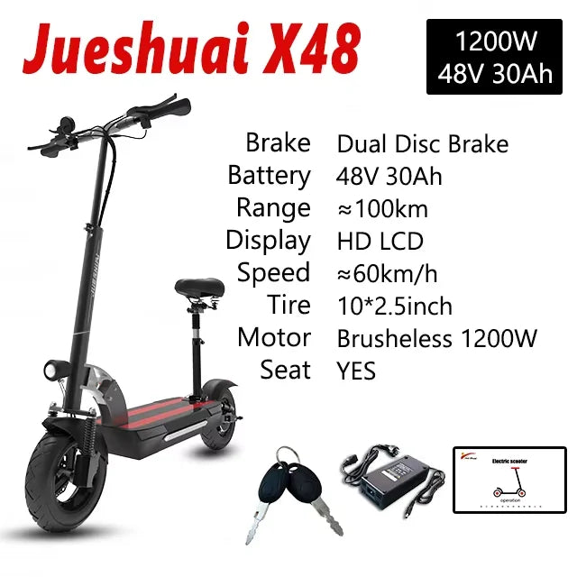 Jueshuai Outdoor Electric Scooter 48V-72V 1000W-6000W Off-Road Foldable