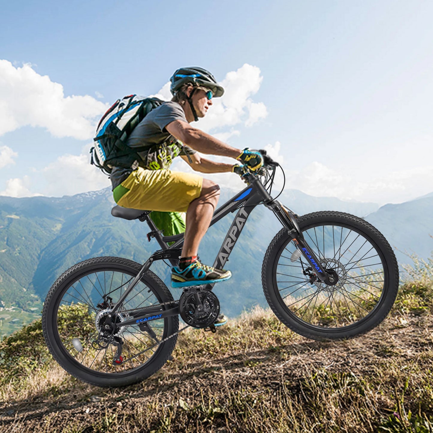 Ecarpat Dual Full Suspension Mountain Bike 21-Speed Disc Brakes