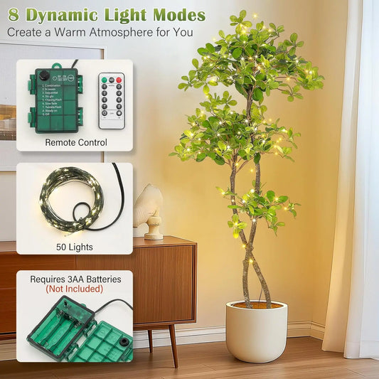 HiMISSCN Artificial Indoor Tree With 100 LED Lights