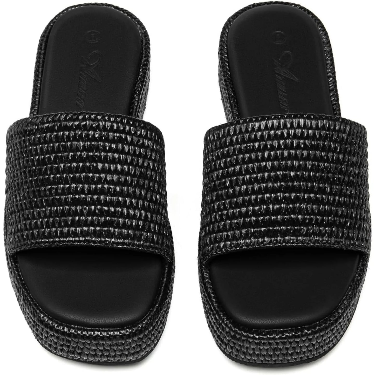 Athlefit Women's Platform Raffia Sandals Open Toe Slip On Beach