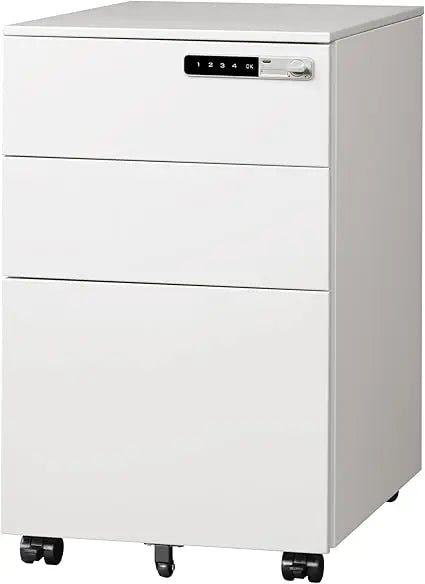 XMSJ 3-Drawer Lockable File Cabinet, Fully Assembled Metal