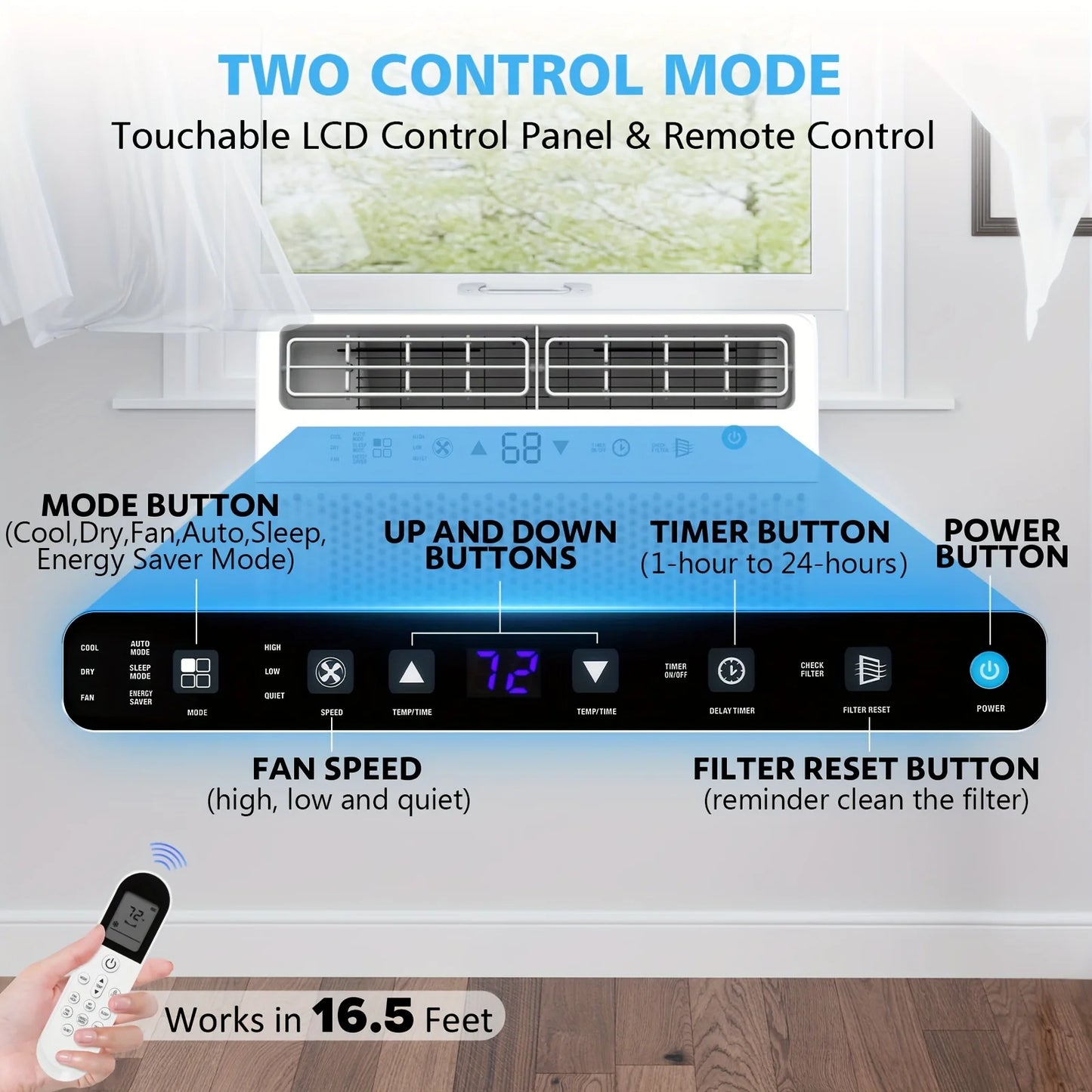 12000 BTU U Shaped Window Air Conditioner With Remote