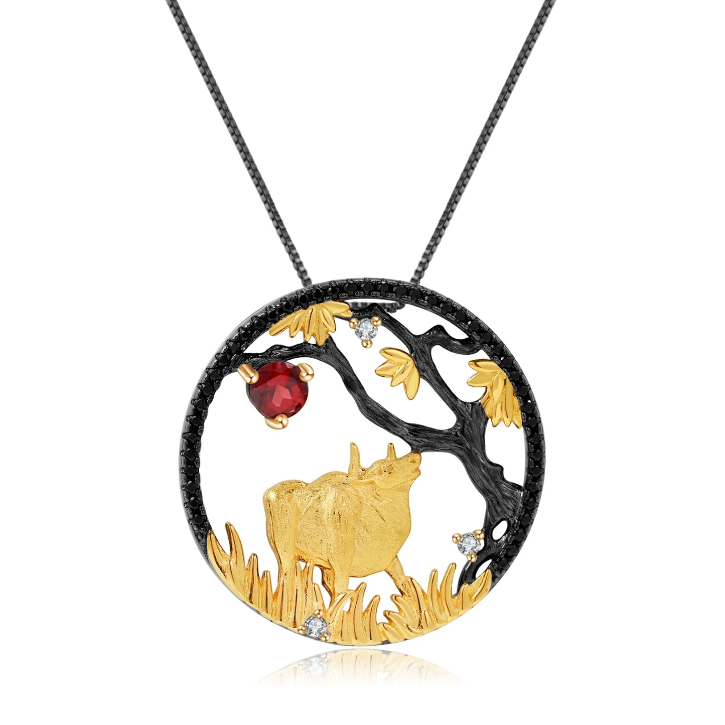 Gem's Ballet 925 Sterling Silver Dragon Pendant Necklace Topaz