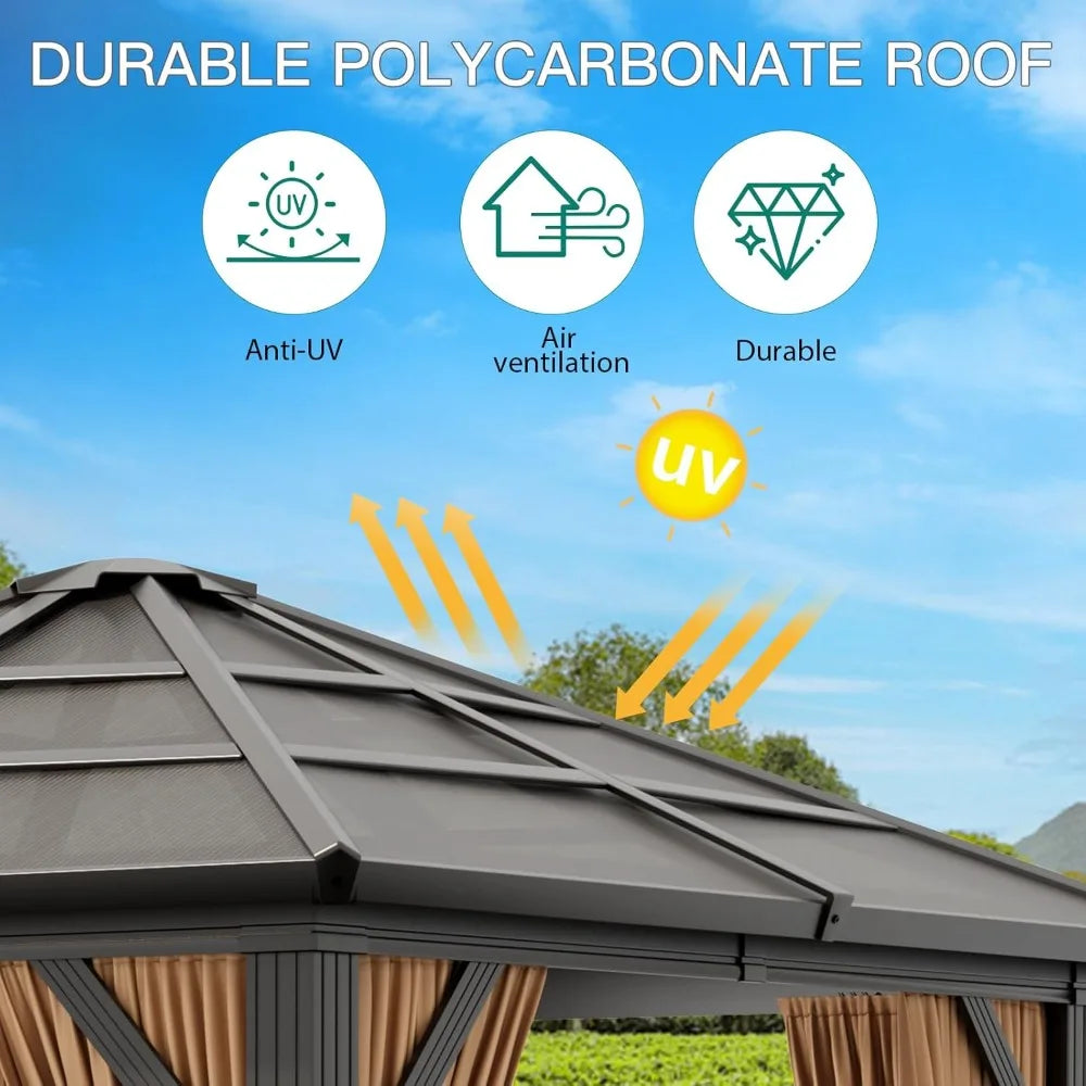 GAOMON Gazebo Hardtop Outdoor Patio Shelter Aluminum Frame
