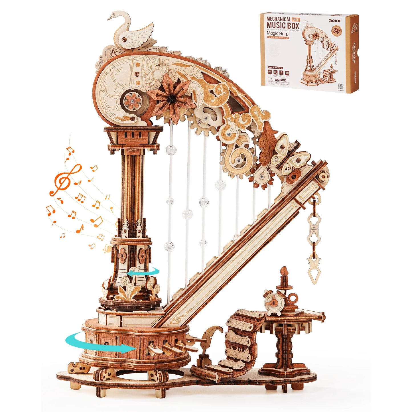 ROKR Magic Harp Music Box 3D Puzzle Kit Home Decor
