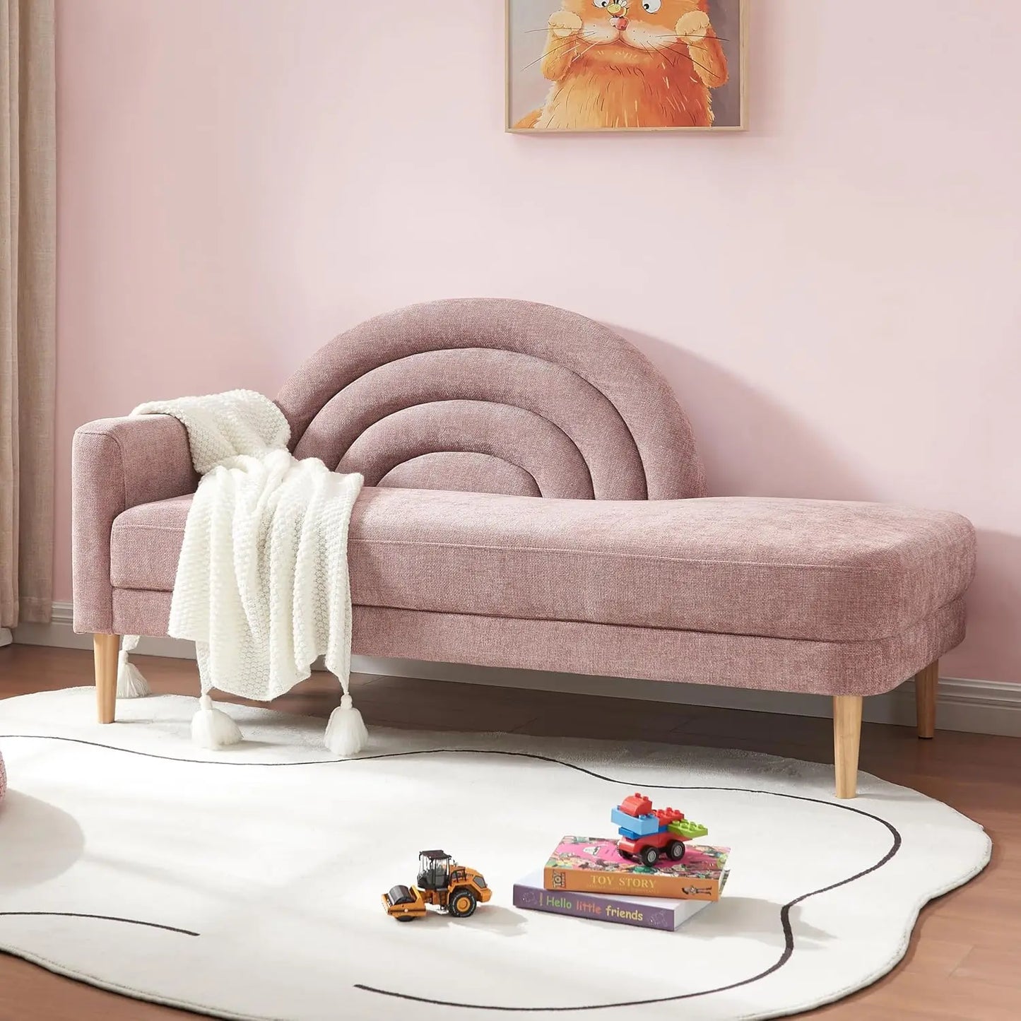 Indoor Chaise Lounge Chair With Right Armrest Upholstered Sofa Bed