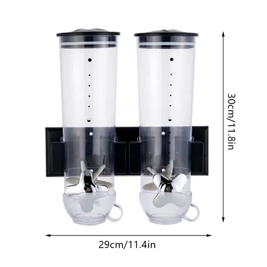 Wall Mounted 2 Barrel Cereal Dispenser For Grains And Coffee Beans