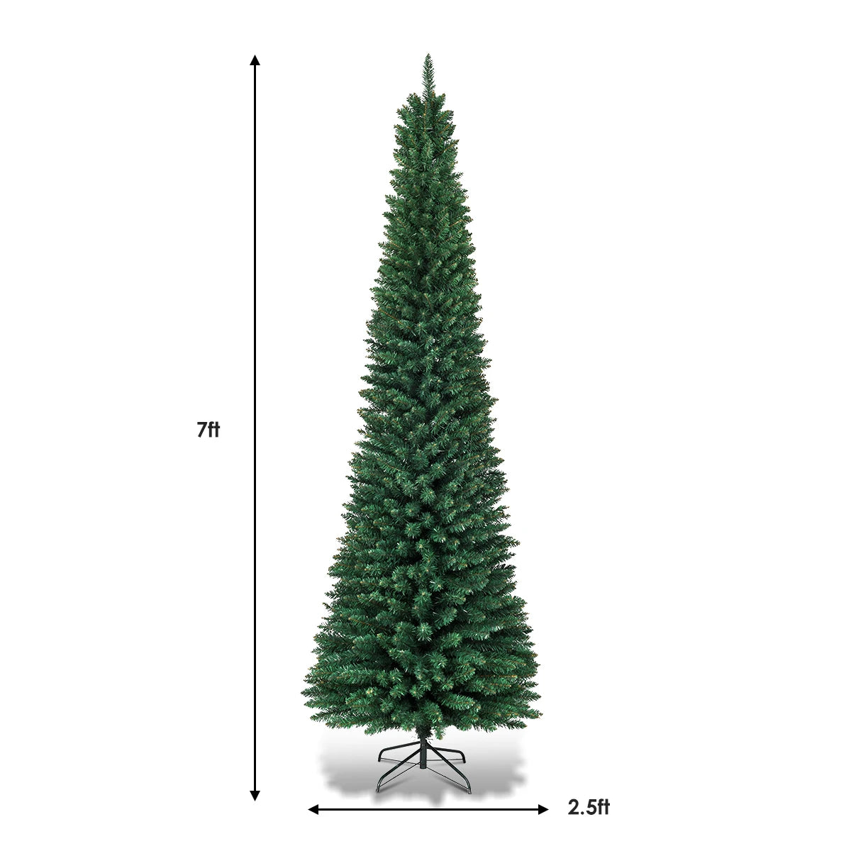 MULTIGOTE Slim Pencil PVC Artificial Christmas Tree With Stand
