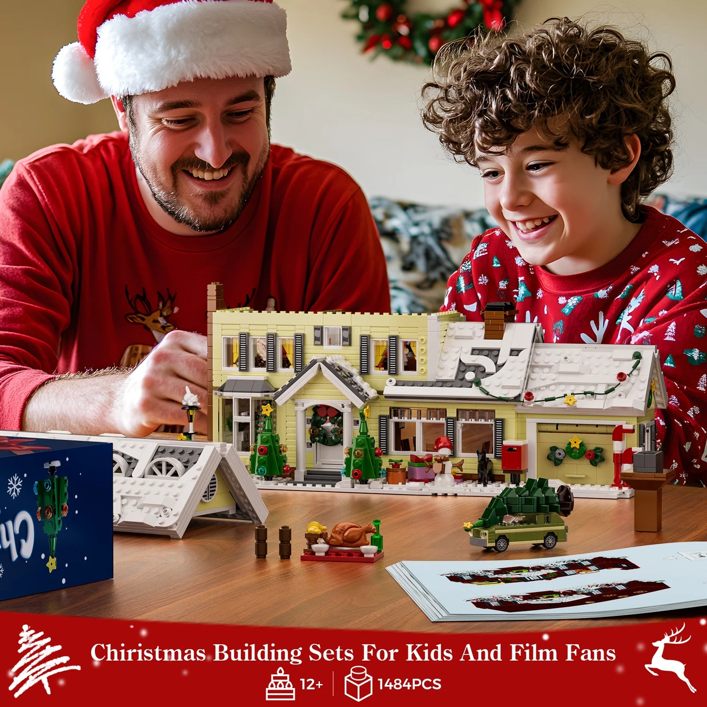 Christmas Snow Village Building Set With Clarks Car