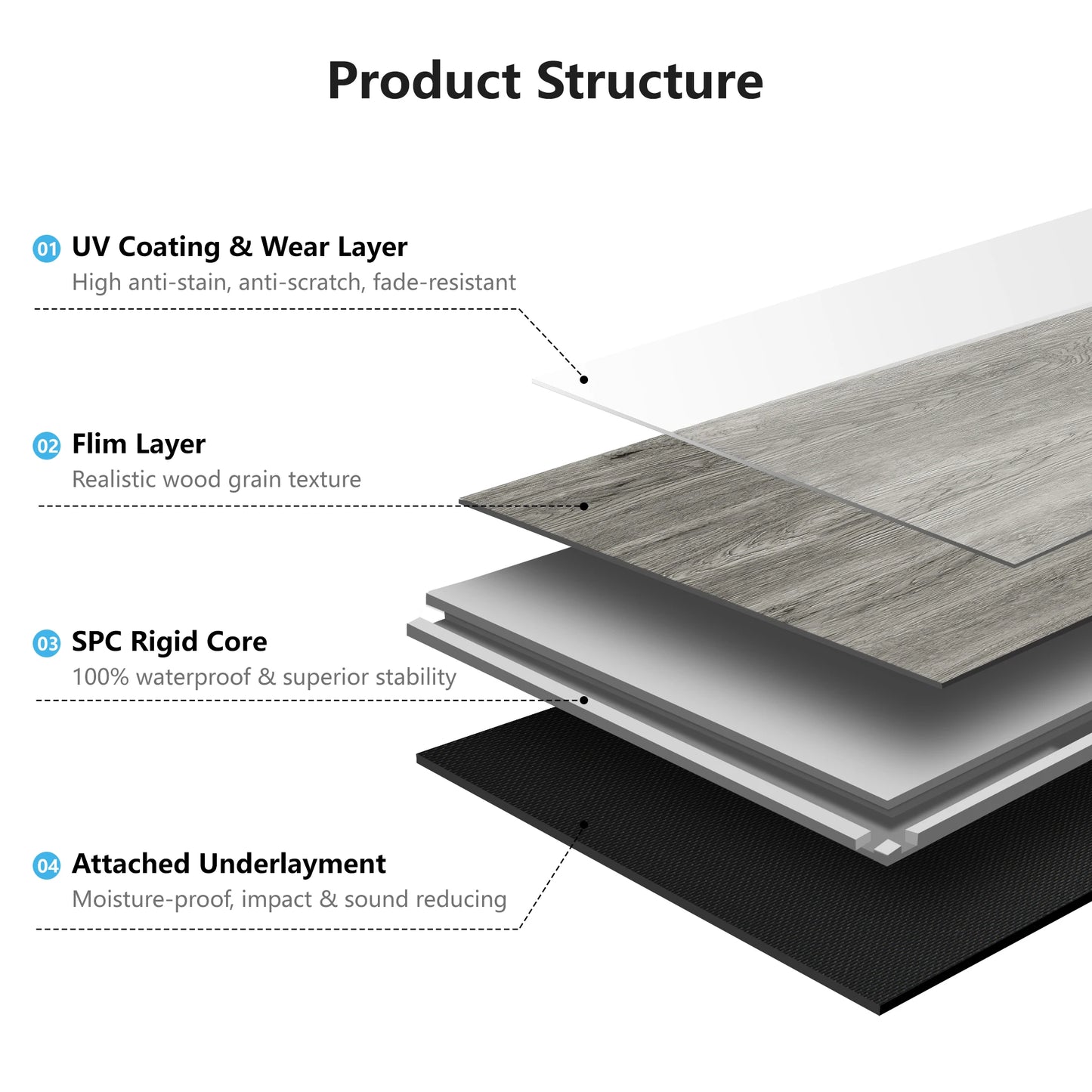 Interlocking Luxury Vinyl Plank Flooring Wood Look for Bedroom