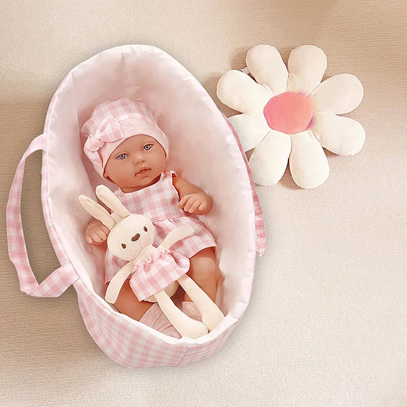 NONECN Reborn Baby Doll With Sleeping Basket For Kids Gift