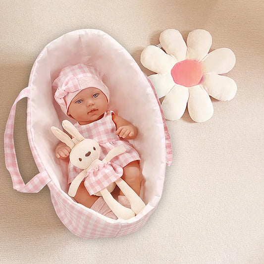 NONECN Reborn Baby Doll With Sleeping Basket For Kids Gift