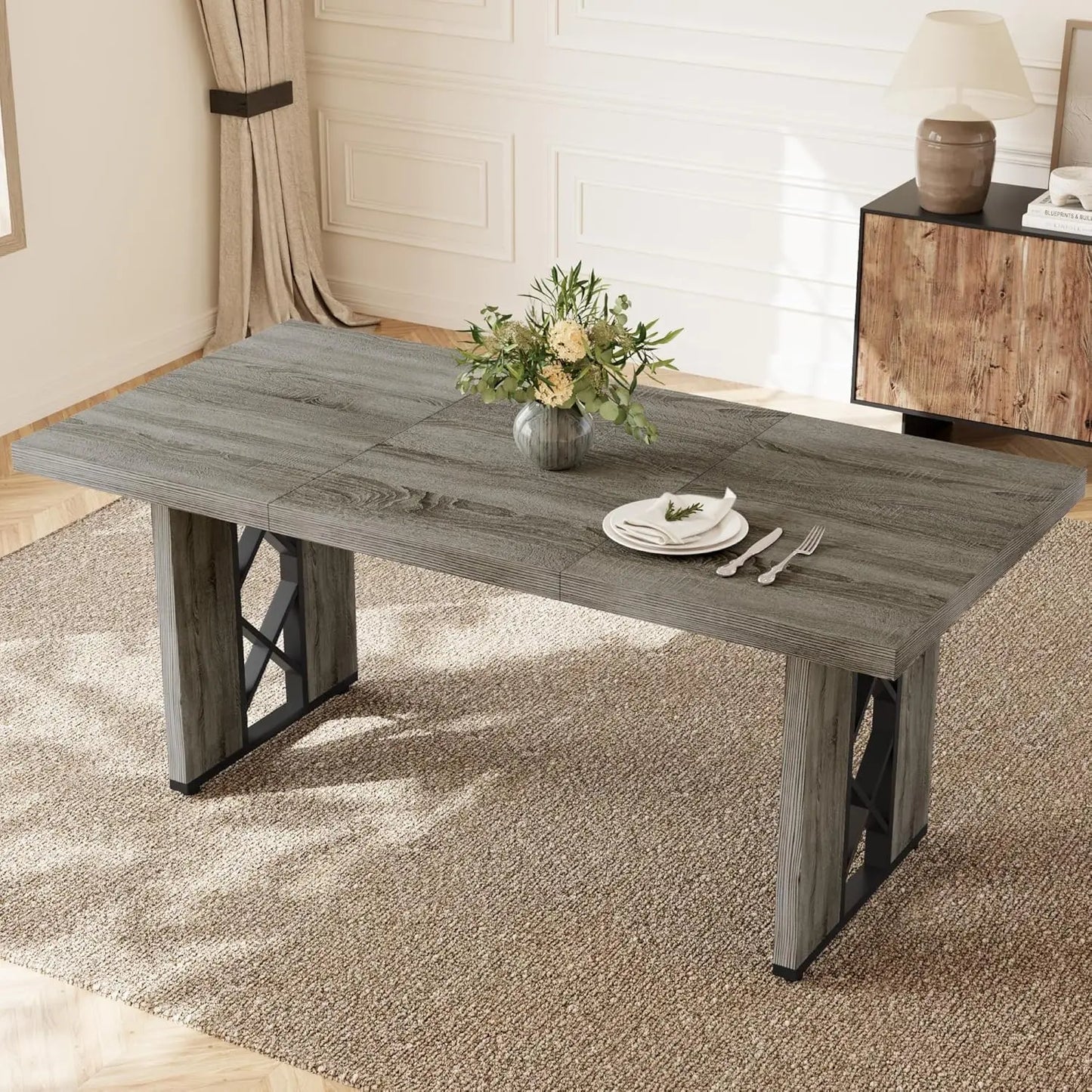 Angduo 3 Piece Dining Table Set Rectangular Table Benches