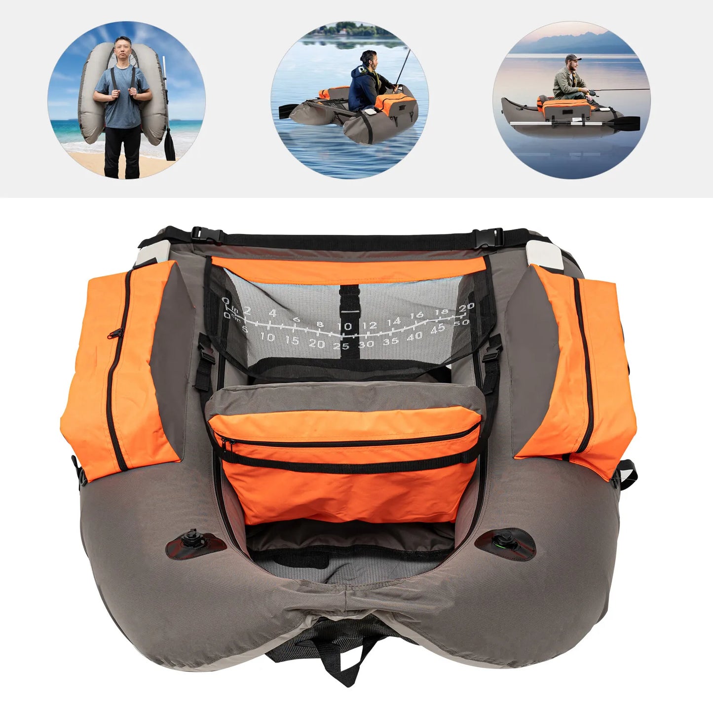 Portable Inflatable Fishing Boat Raft With Adjustable Backrest