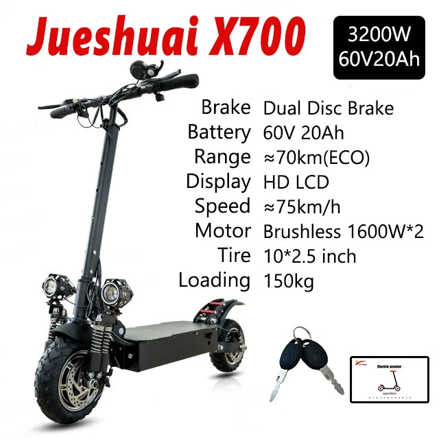 Jueshuai Outdoor Electric Scooter 48V-72V 1000W-6000W Off-Road Foldable