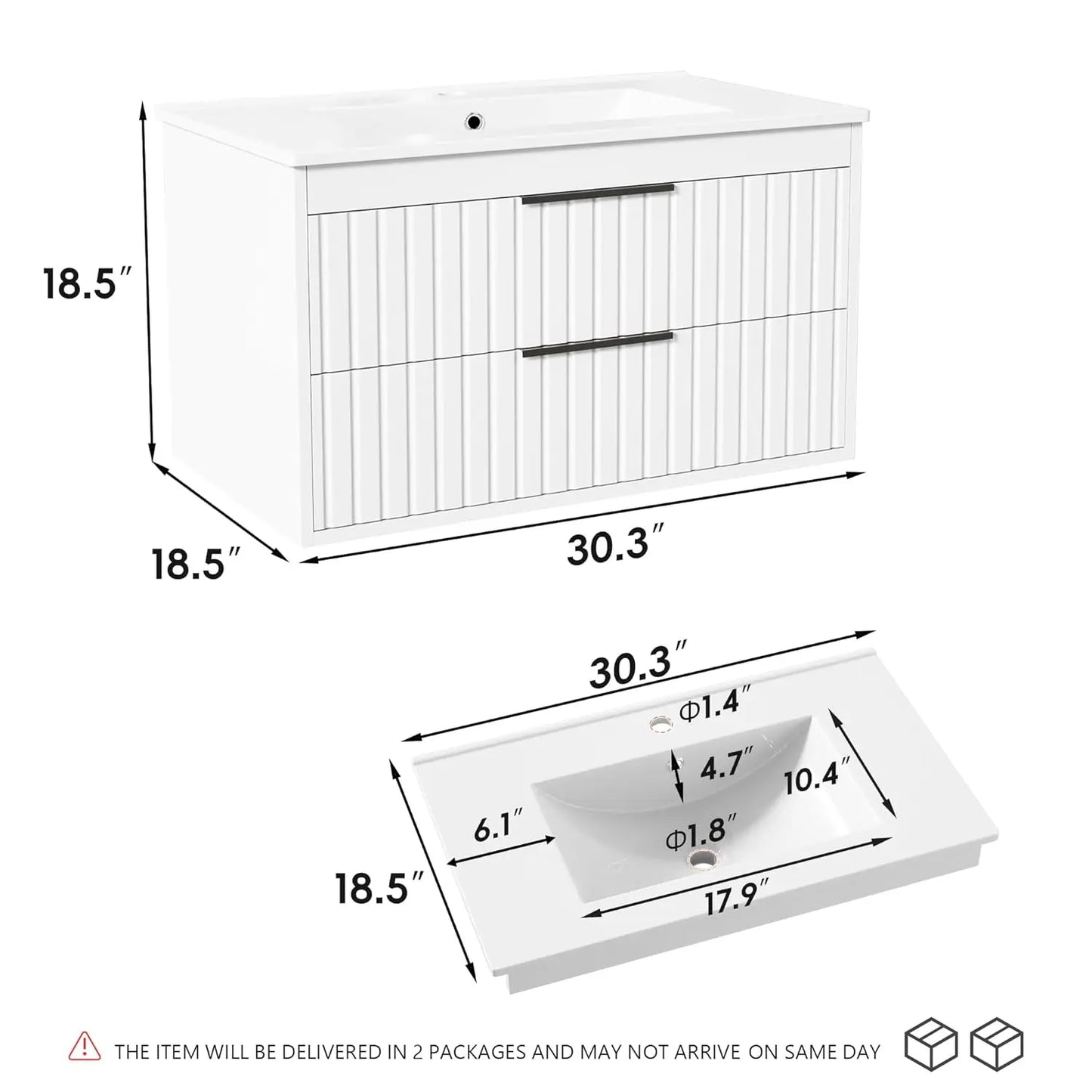 Guangbai Modern Floating Bathroom Vanity With Sink