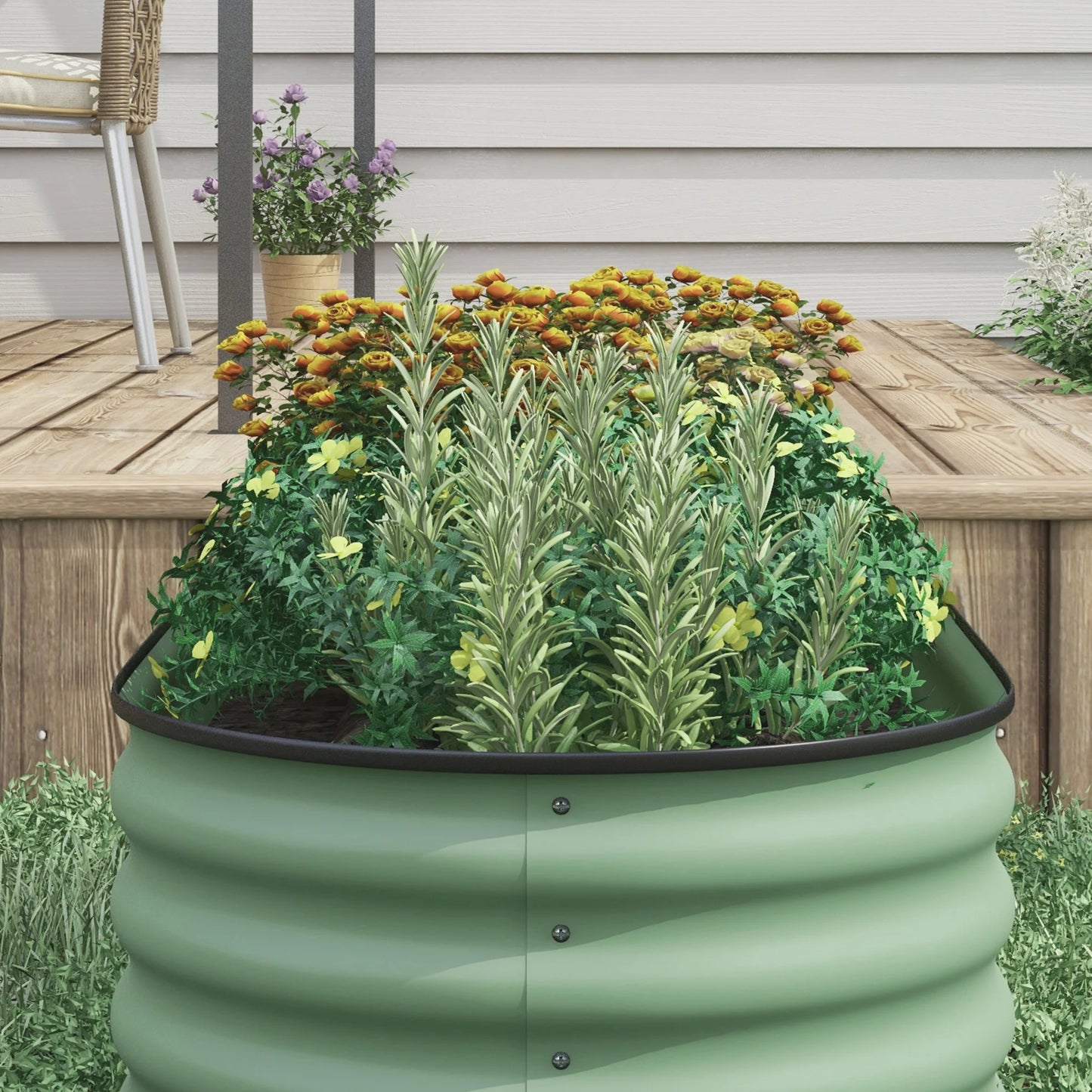 Outsunny Galvanized Raised Garden Bed Kit For Outdoor Use