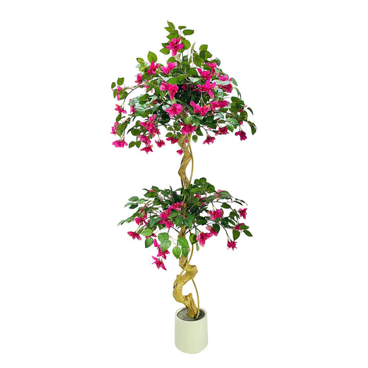 HiMISSCN Artificial Bougainvillea Tree in Plastic Pot