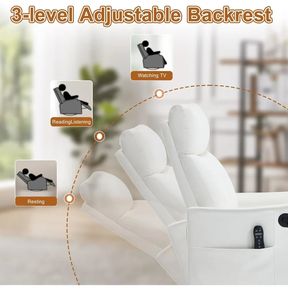 Manual Swivel Rocker Recliner Chair With Massage And Heat
