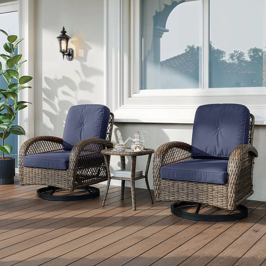 HOOMIC Outdoor Patio Furniture Set 3 Piece Rocking Chairs