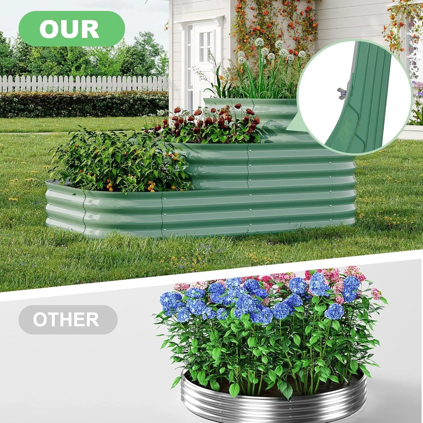 Galvanized Raised Garden Bed Outdoor Metal Planter Box for Gardening