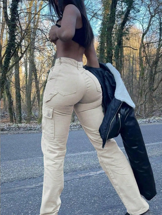 Women's Cargo Pants High Waisted Stretch Straight Leg Workwear