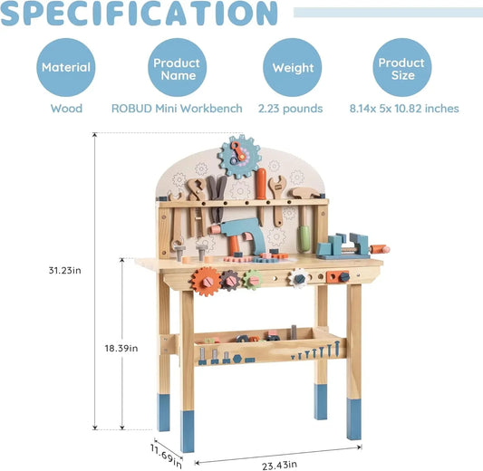 Robotime Robud Kids Tool Bench Set Wooden Workbench Toys