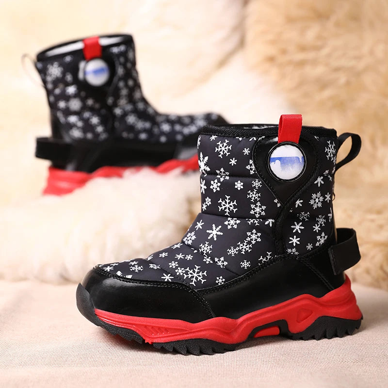 Unisex Kids Winter Boots Snow Leather Fashion Shoes