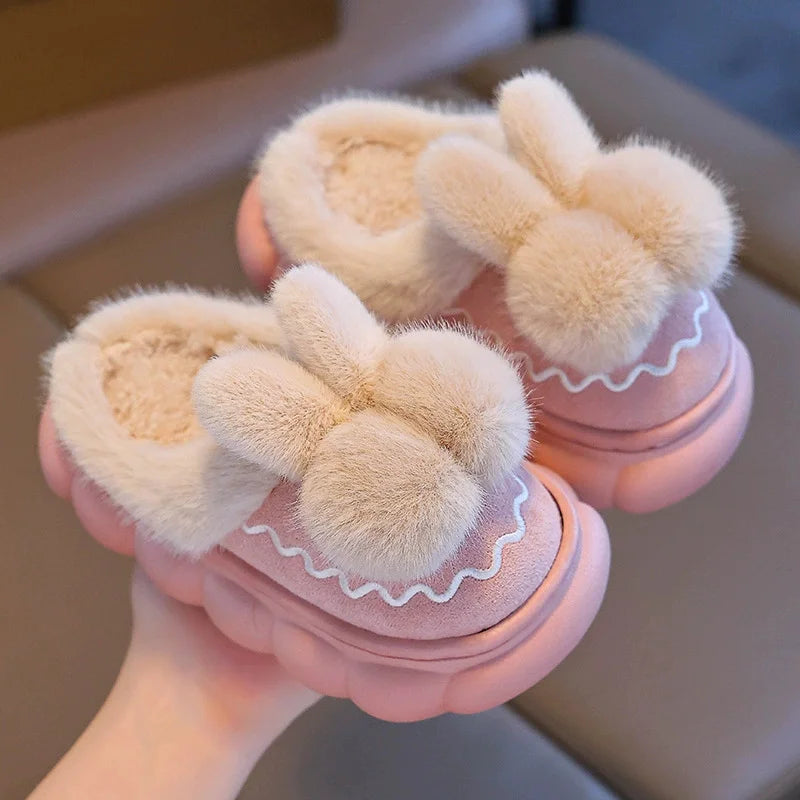 Kids Winter Cotton Slippers Slip On Soft Non Slip Soles