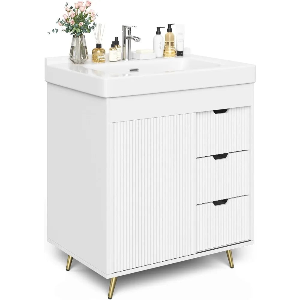 Modern Bathroom Vanity Cabinet With Sink And Mirror