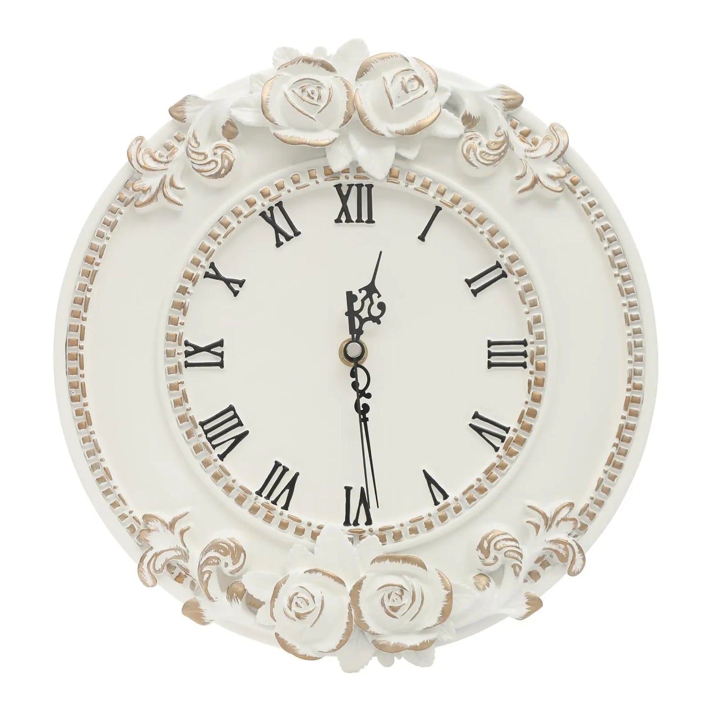 European Style Resin Wall Clock With Angel Rose Relief