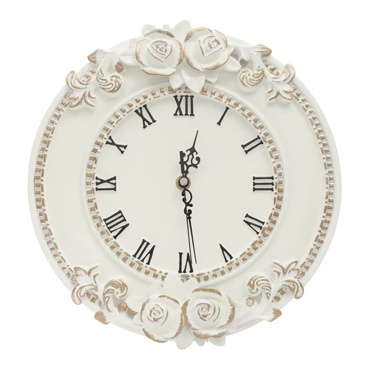 European Style Resin Wall Clock With Angel Rose Relief