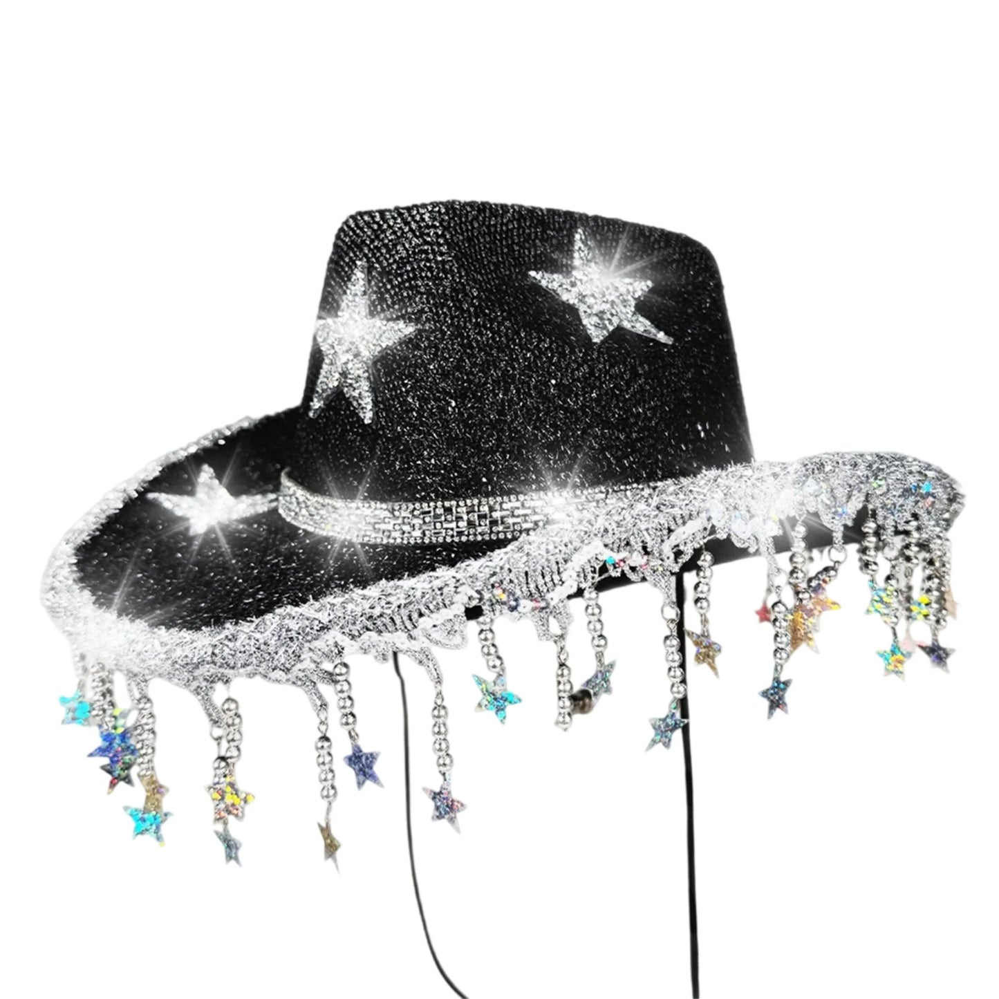 Glitter Western Hat With Rhinestone Embellishments