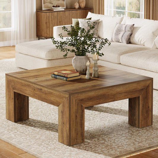 Tribesigns Square Coffee Table For Living Room With Sturdy Legs