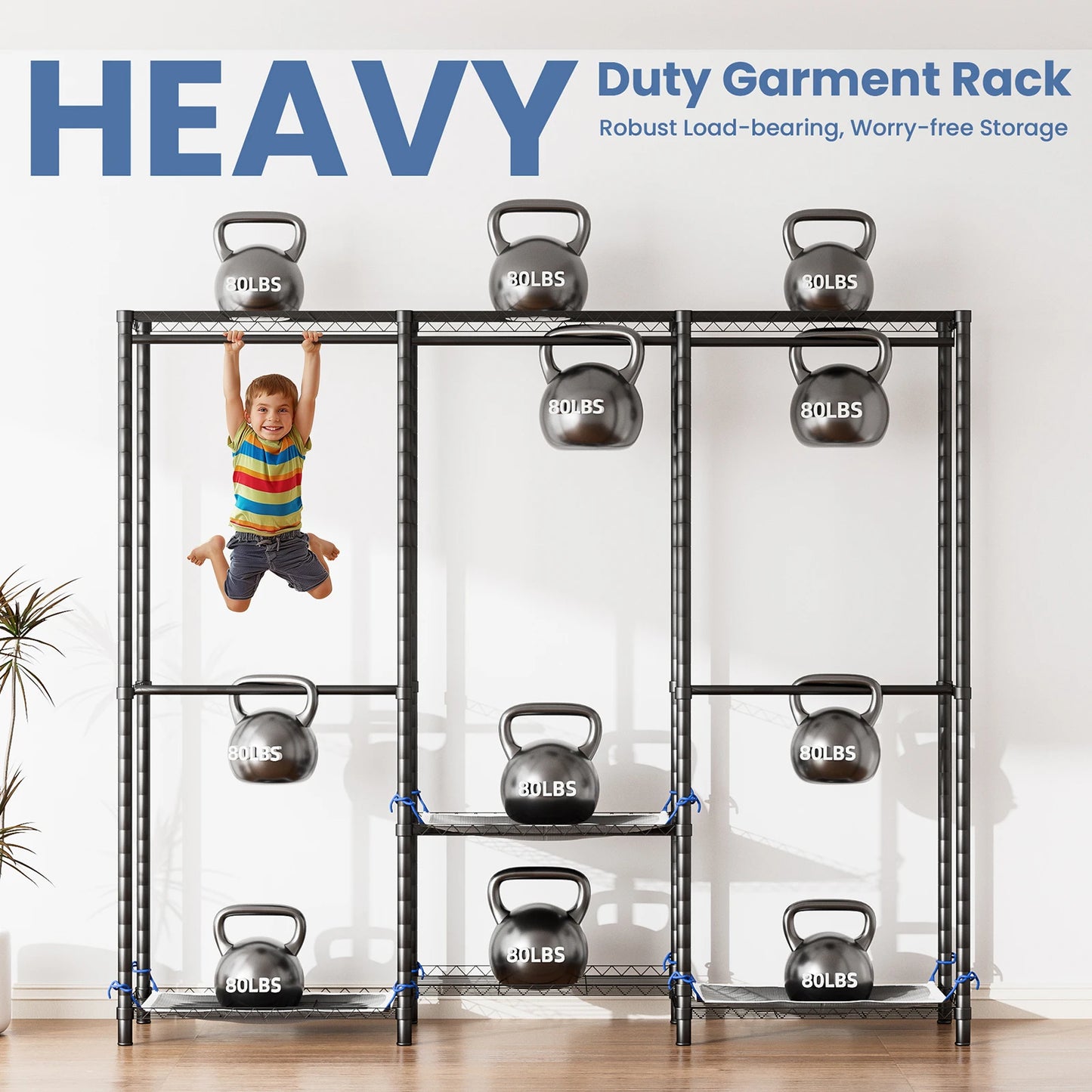 Freestanding Metal Clothes Rack Storage Organizer Heavy Duty Wardrobe