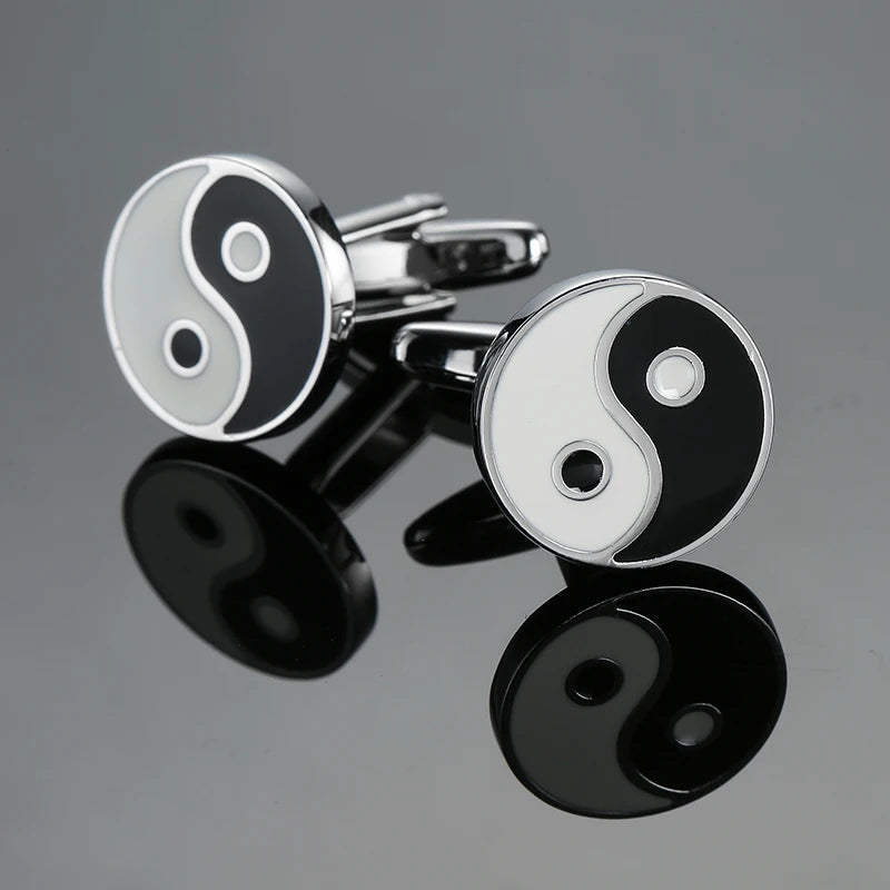 Classic Round Cufflinks For French Shirt Rudder Star Pattern