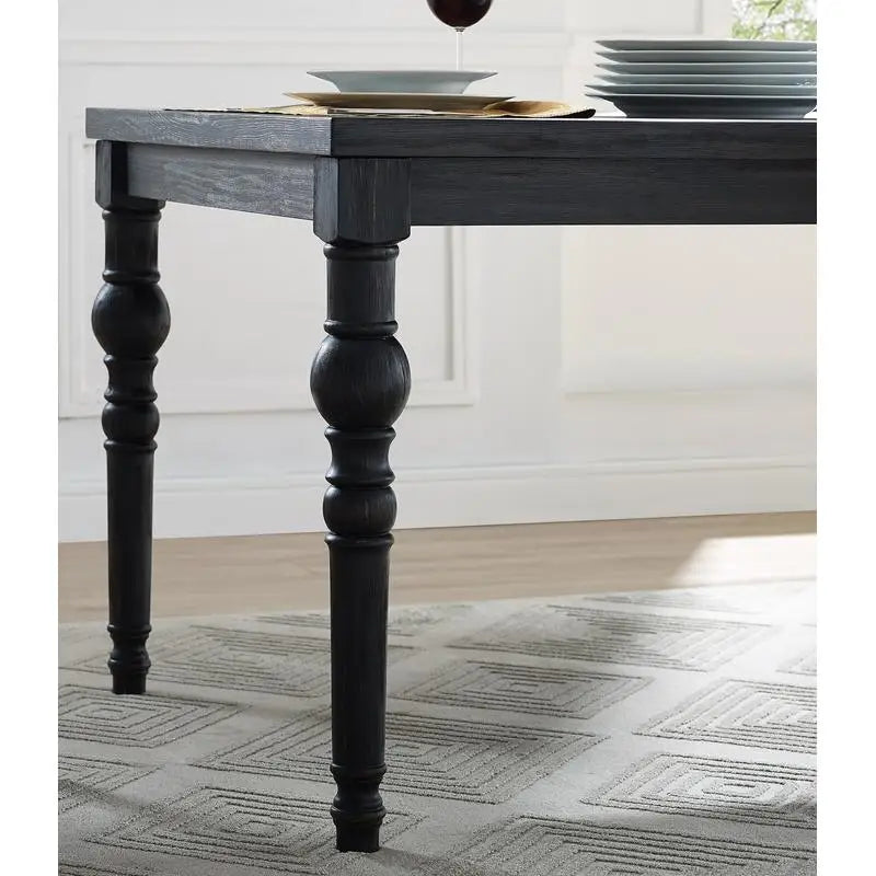 Urban Style Wood Dining Set With Turned-Leg Table And Six Chairs