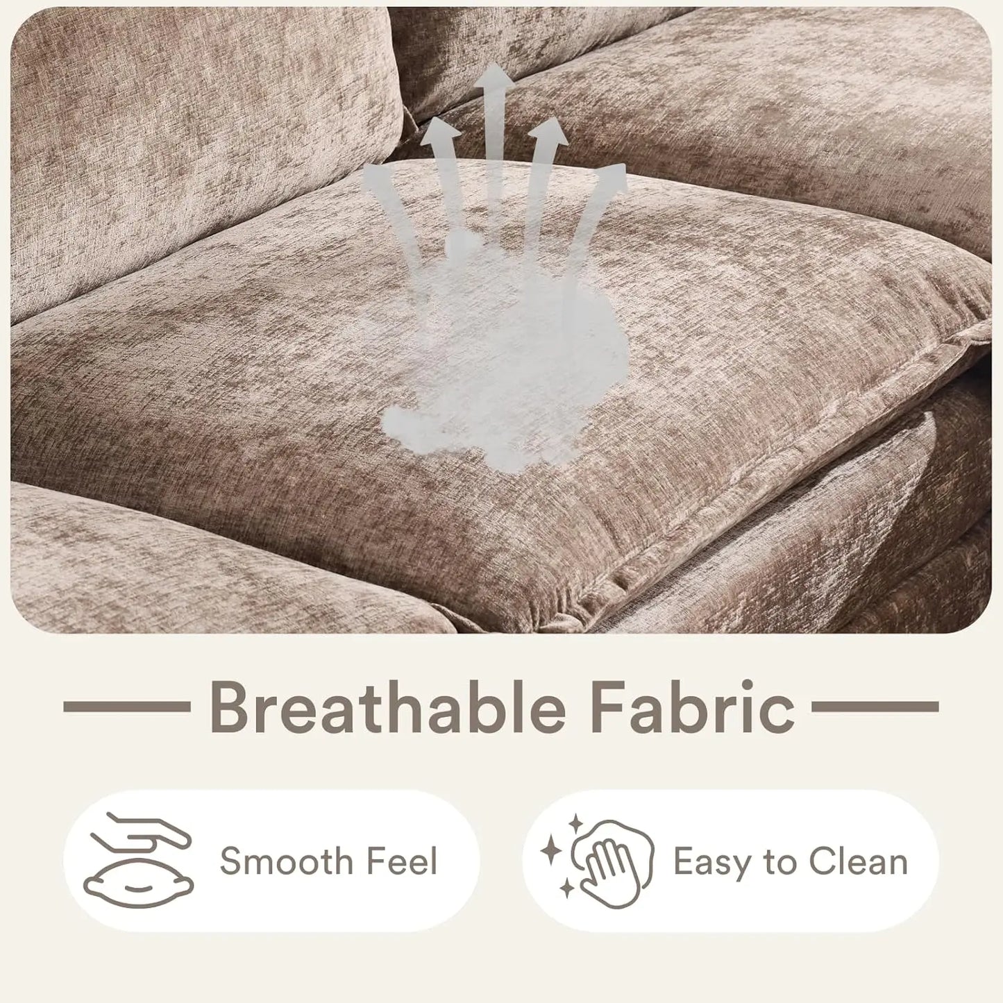 Premium Contemporary L Shaped Chenille Upholstered Sectional Sofa Featuring Ottoman