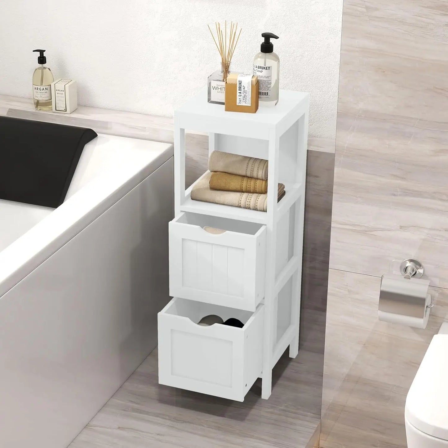Small Bathroom Storage Cabinet With Detachable Drawers