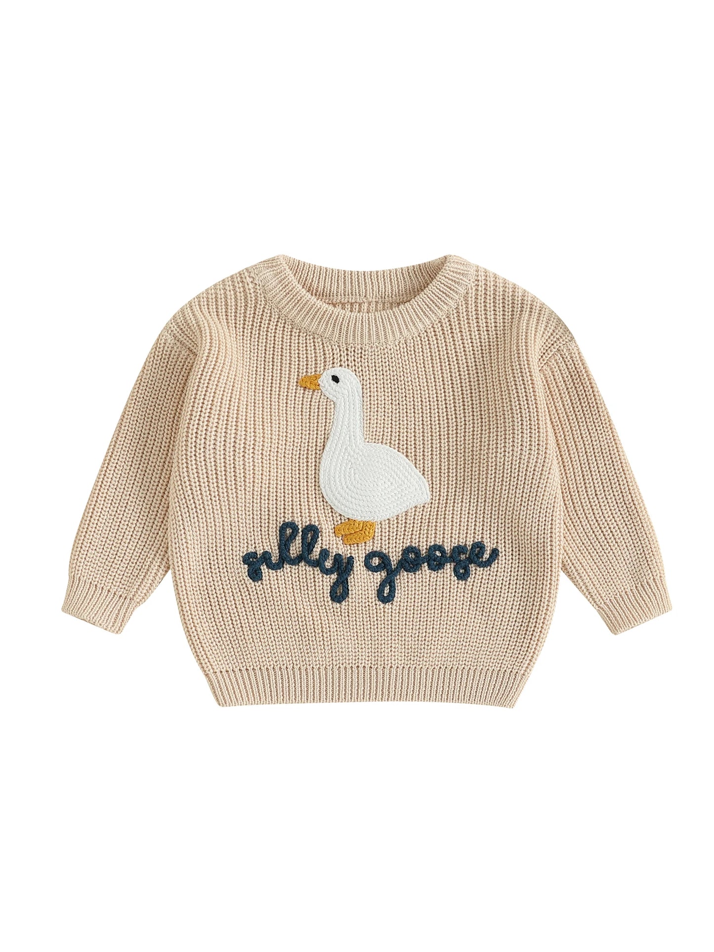 Infant Toddler Duck Sweater Unisex Embroidered Crewneck Knit Top